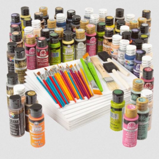 Today only: 97-piece art set with craft paint, canvas panels and brushes for $45 shipped