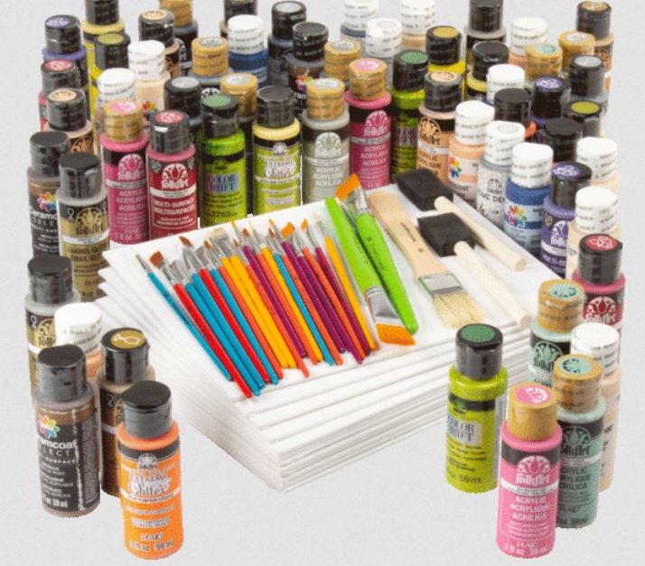 Today only: 97-piece art set with craft paint, canvas panels and brushes for $45 shipped