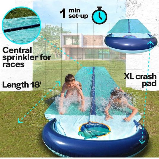 Today only: Team Magnus 18ft water slide with central sprinkler and XL crash pad for $42