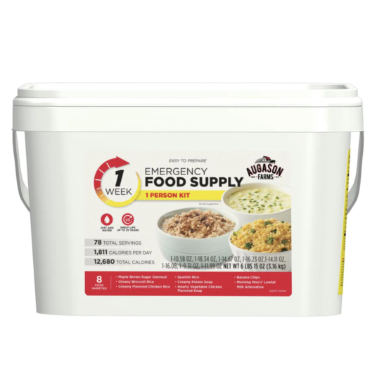 78-serving Augason Farms emergency food supply kit for $40