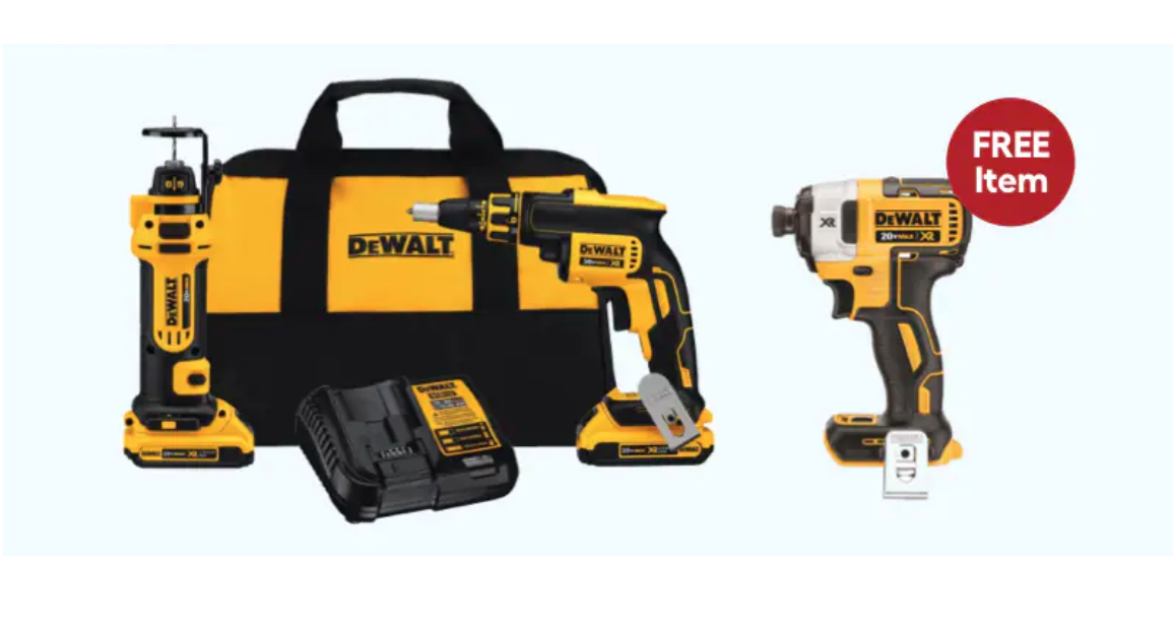 Today only: Buy a Dewalt XR 2-tool combo kit and get an impact driver for FREE