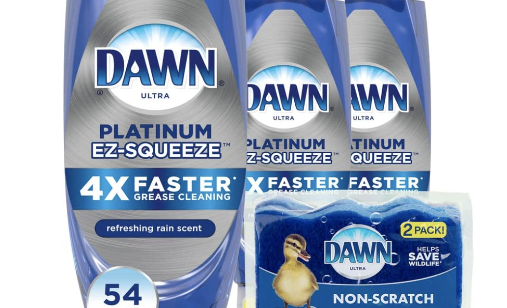 3-pack Dawn dish soap + 2 sponges for $11