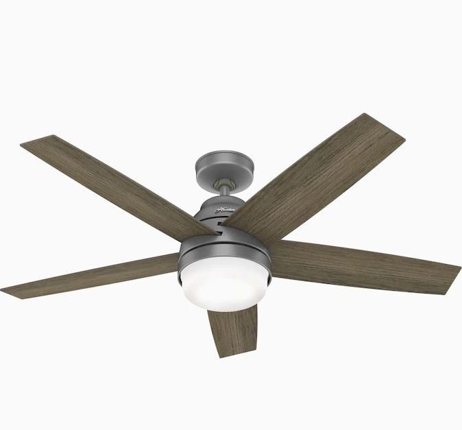 Today only: Hunter Exton 52-in matte silver LED indoor smart ceiling fan for $170