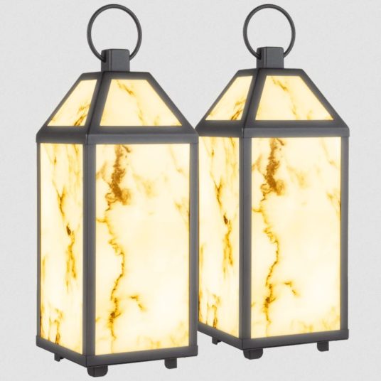 2-pack of extra large indoor/outdoor marble finish LED lanterns for $55 shipped