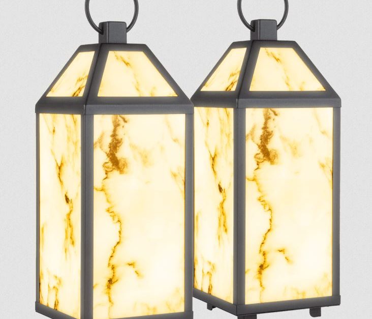 2-pack of extra large indoor/outdoor marble finish LED lanterns for $55 shipped