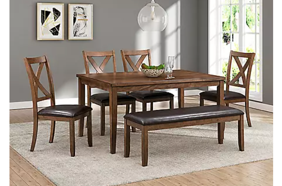 Abbyson Living 6-piece wood dining set with bench for $599
