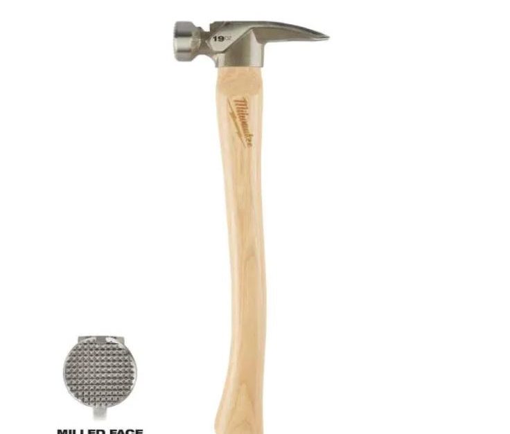 Milwaukee 19-oz wood milled face hickory framing hammer for $15