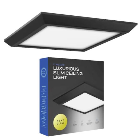 Today only: Next Glow 7-in black LED flush mount ceiling light for $20