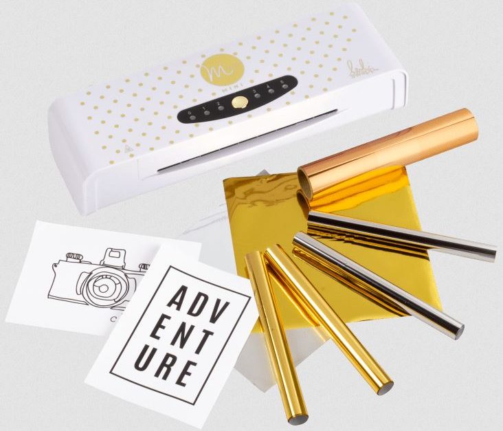 Heidi Swapp Minc 6″ hot foil applicator machine starter kit with bonus foil for $37