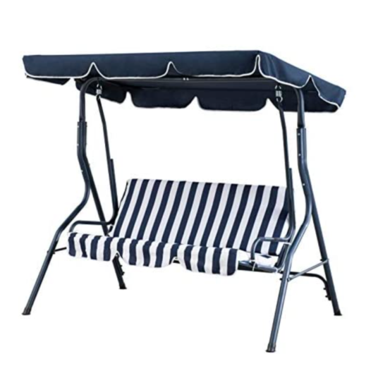 Today only: Amazon Basics outdoor 2-seat striped patio swing with canopy for $80