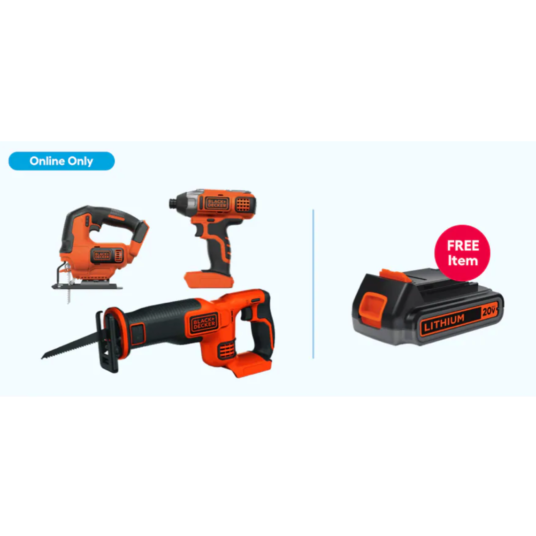 Today only: Buy select Black+Decker 20 volt power tools, get a battery FREE