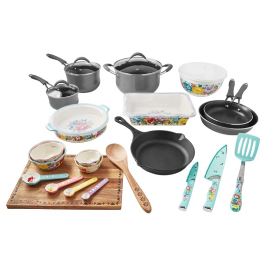 30-piece The Pioneer Woman nonstick cookware set for $79