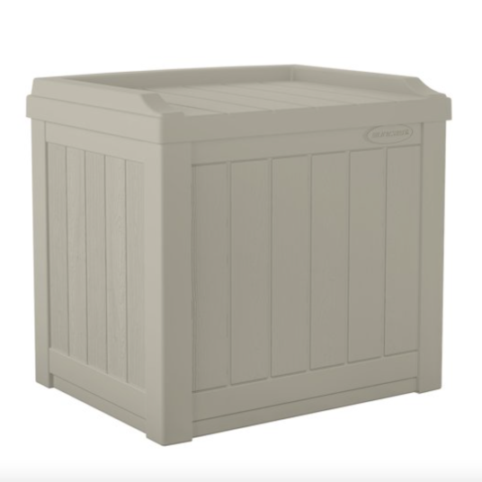 Suncast 22-gallon outdoor resin deck box with seat for $39
