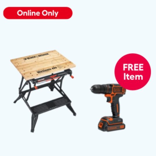 Today only: Buy a Black+Decker wood work bench, get a 20-volt max 3/8-in cordless drill FREE