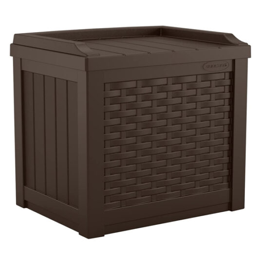 Suncast 22-gallon outdoor resin deck box with seat for $34