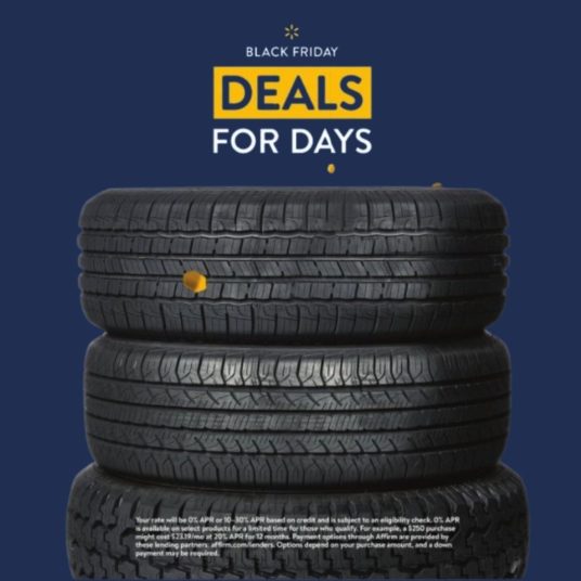 Save $128 on tires at Walmart starting November 5