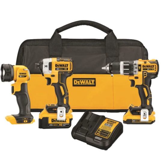 Today only: Dewalt XR 3-tool 20-volt max brushless power tool combo kit for $214