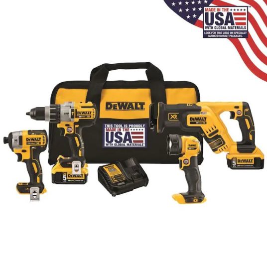 Today only: 35% off select Dewalt 4-tool 20-volt max brushless power tool combo kits