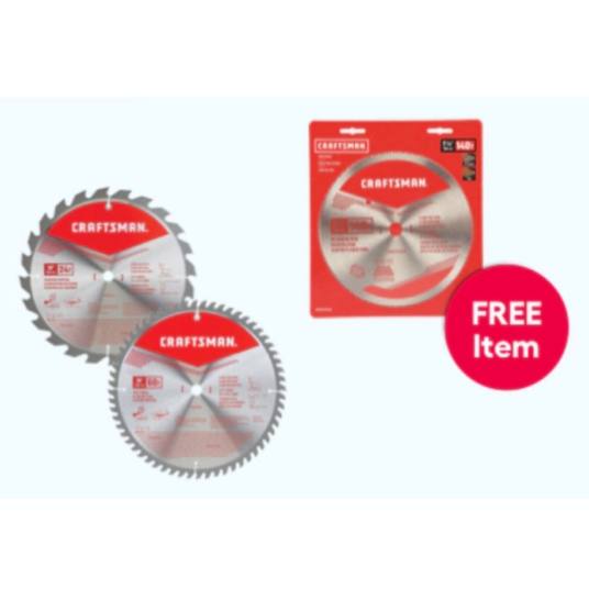Today only: Buy a Craftsman 2-pack 10-in set high-speed steel circular saw blade set and get a blade for FREE