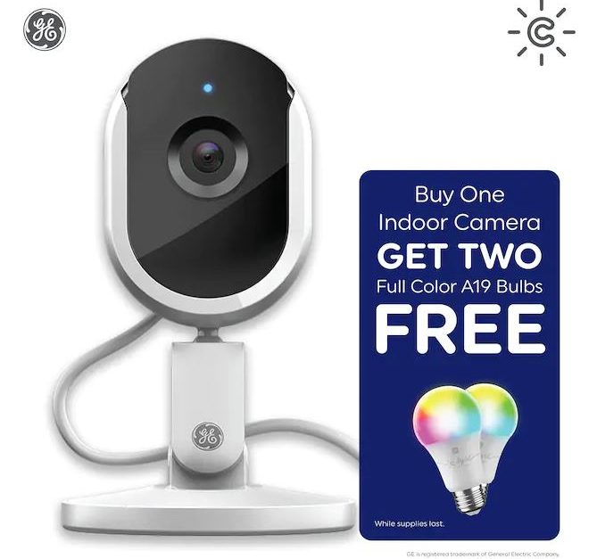 Today only: GE Cync indoor camera + 2 FREE smart full color lightbulbs for $50