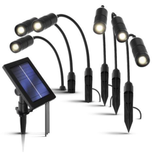Today only: Home Zone security solar spotlights 6-pack for $25 + $5 gift card