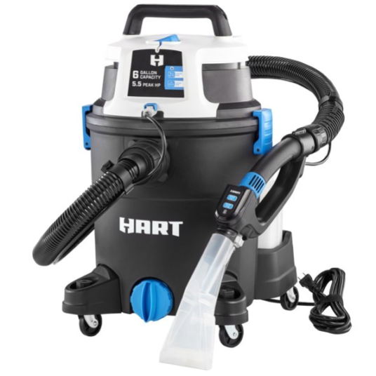 HART 3-in-1 6-gallon wet/dry shampoo vacuum cleaner for $65