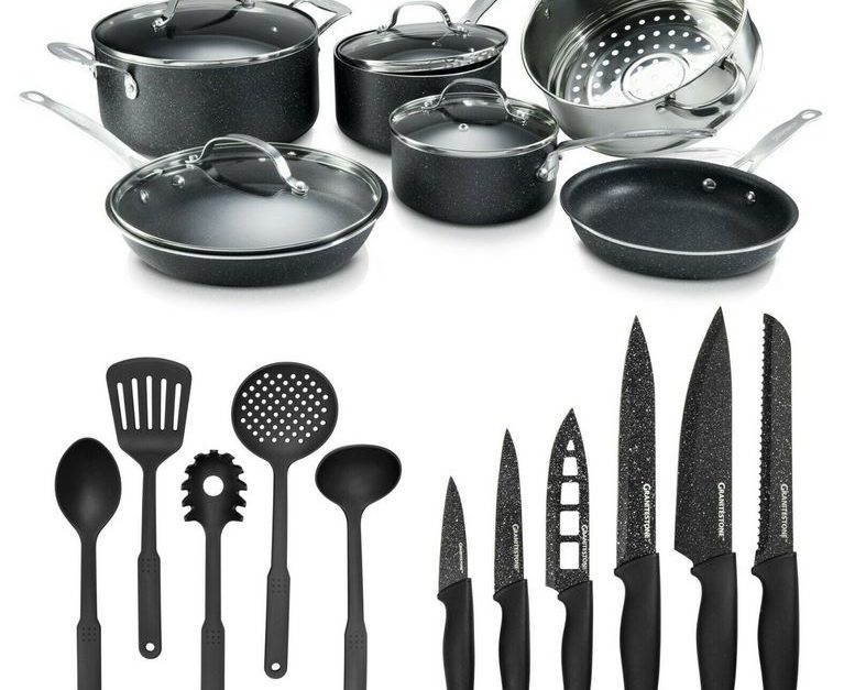 Granitestone 21-piece nonstick cookware, knife and utensil set for $100