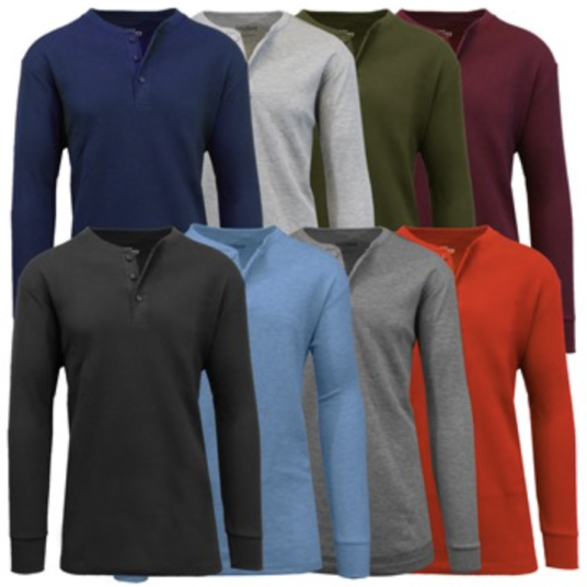 4-pack thermal Henley shirts for men & women from $32