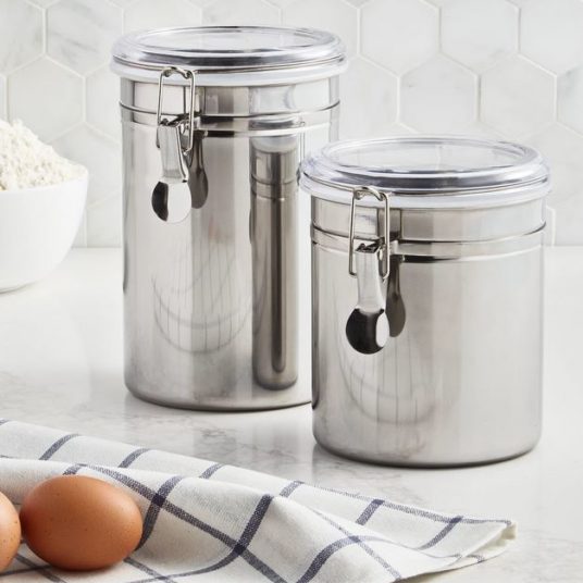 Martha Stewart Collection set of 2 stainless steel food storage canisters for $13