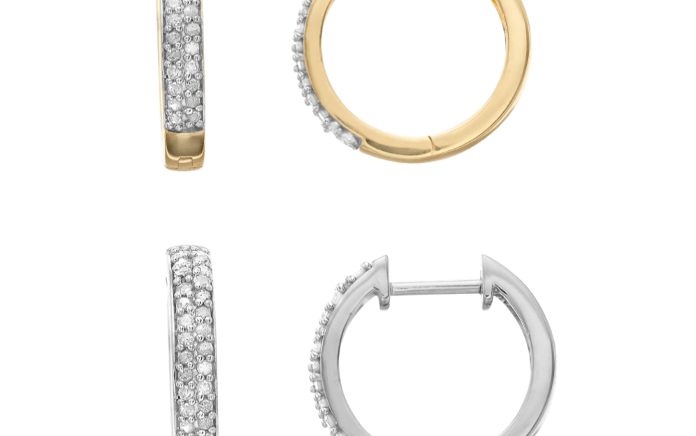 Today only: 1/4 carat TW diamond Huggie Hoop 14K gold over sterling earrings for $55 shipped