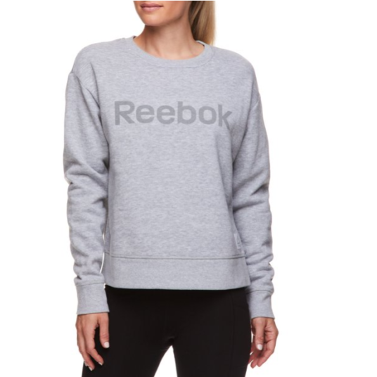 Reebok women’s cozy crewneck sweater for $9