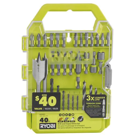 Ryobi 40-piece drill & impact drive kit for $10