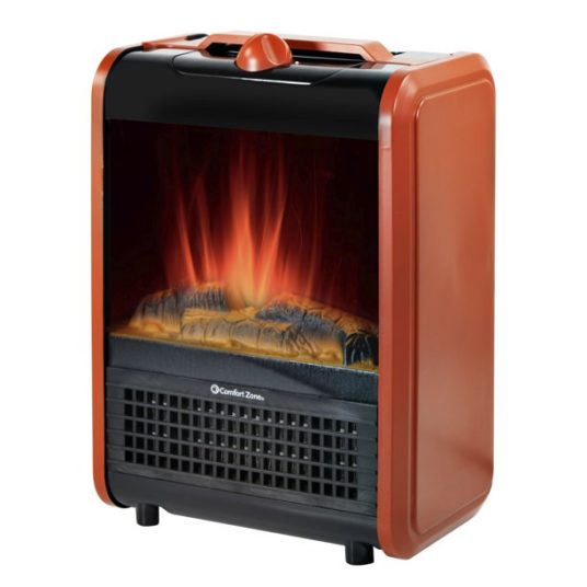 ComfortZone 1200W ceramic electric fireplace heater in red for $24