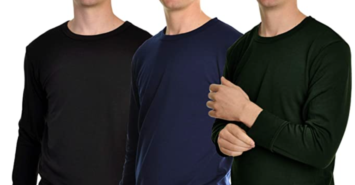 Today only: Swan men’s brushed fleece long-sleeve crewneck thermal tops (3-pack) for $23