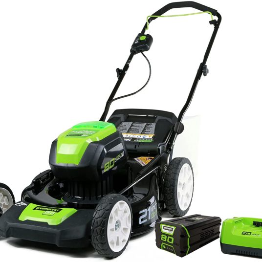 Greenworks Pro 21″ 80V push lawn mower with 4Ah battery for $238