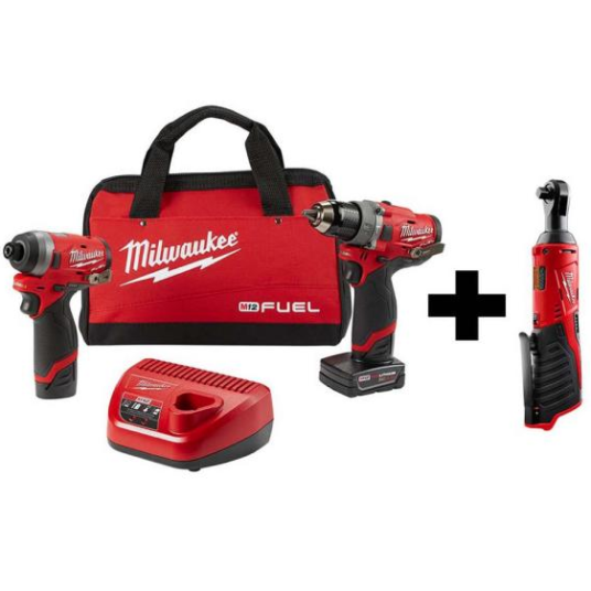 Milwaukee 2-tool M12 FUEL 12-volt li-ion cordless hammer drill & impact driver combo kit for $269