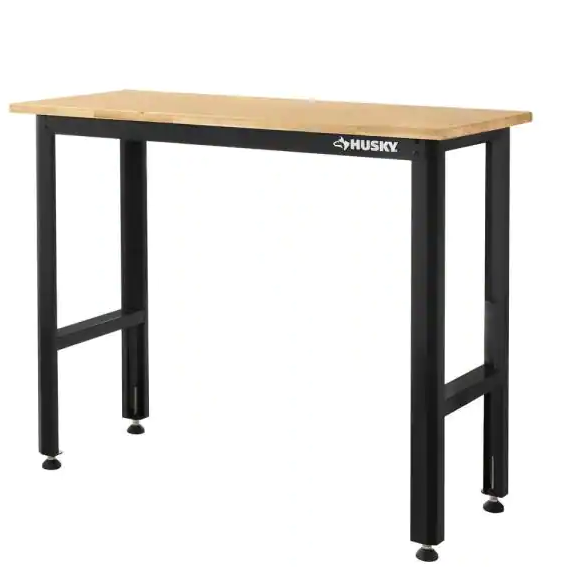 Husky 4-ft solid wood top work bench for $75