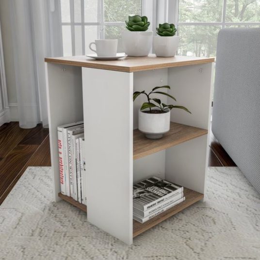Lavish Home minimalist two-toned cube accent side table for $34
