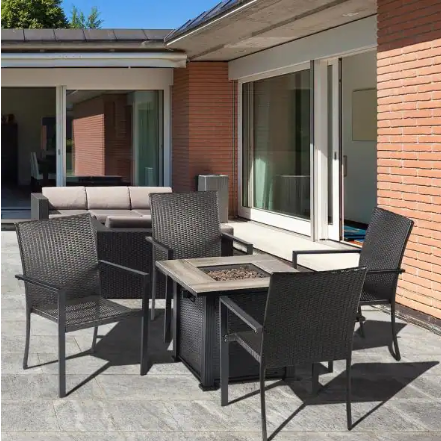 Madrid black 5-piece patio set with gas fire pit for $546