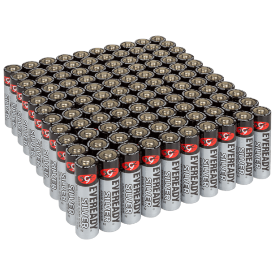 110-pack of Eveready Silver alkaline AA batteries for $29 shipped