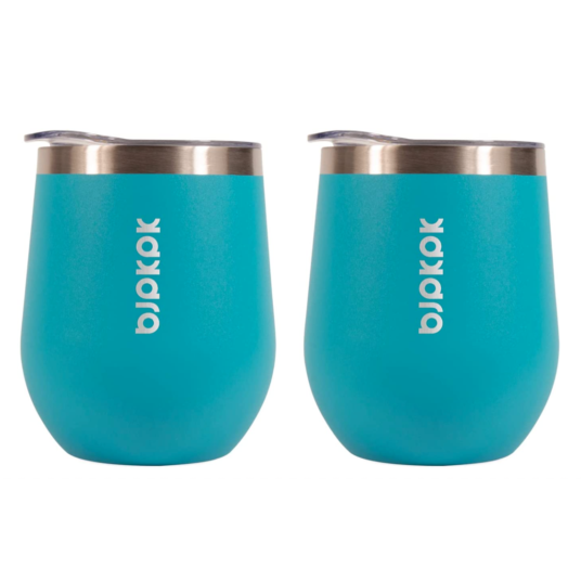 2-pack 12-oz insulated wine tumblers with lids in blue for $3 each