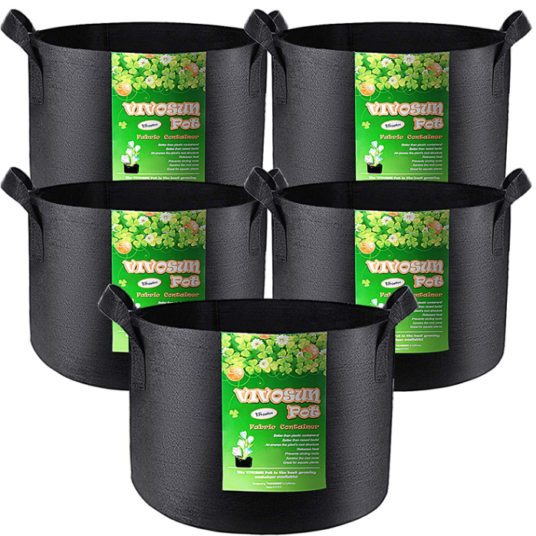 5-pack 15-gallon plant grow bags with handles for $16