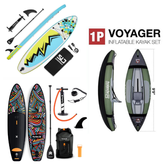 Stand up paddle boards from $170, Avalanche kayaks from $350