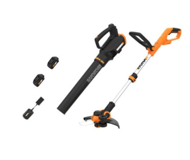Today only: WORX refurbished 20V string trimmer & blower combo with 2 batteries for $106