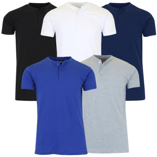 Today only: 5-Pack Henley tees for $35 shipped