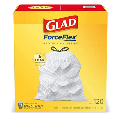 120-count Glad ForceFlex tall kitchen trash bags for $15