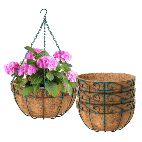 4-pack 10″ hanging planters with coco coir liner for $19