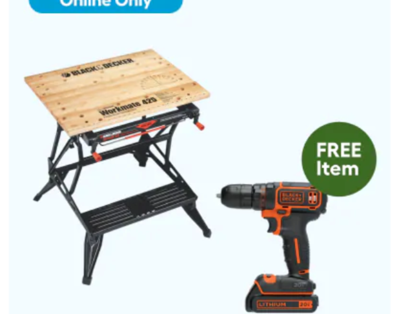 Today only: Buy a Black+Decker wood work bench, get a cordless drill for FREE