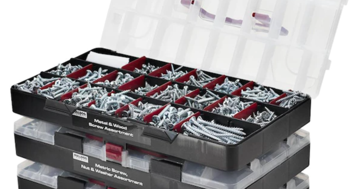 Today only: Bulldog 1,300-piece complete fastener kit for $20