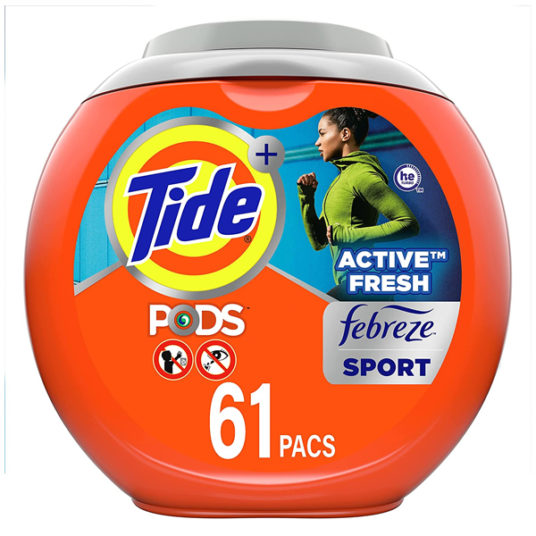 61-count Tide Pods 4-in1 Febreze Sport Odor Defense laundry detergent for $12